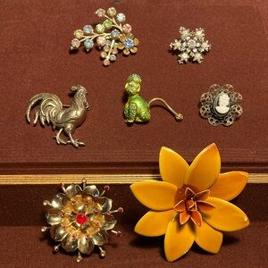 Lot of 7 Vintage Brooches